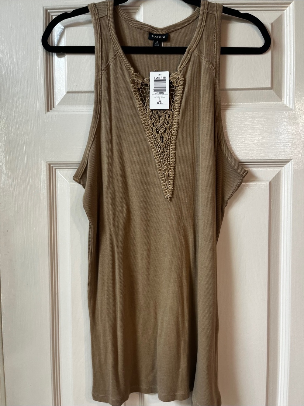 NWT torrid Taupe Crochet-Trim Ribbed Tank Top
